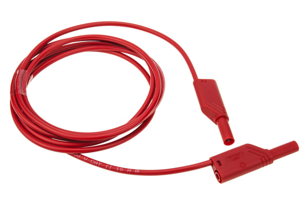 Product image for 2m red shrouded/stackable lead,4mm plug