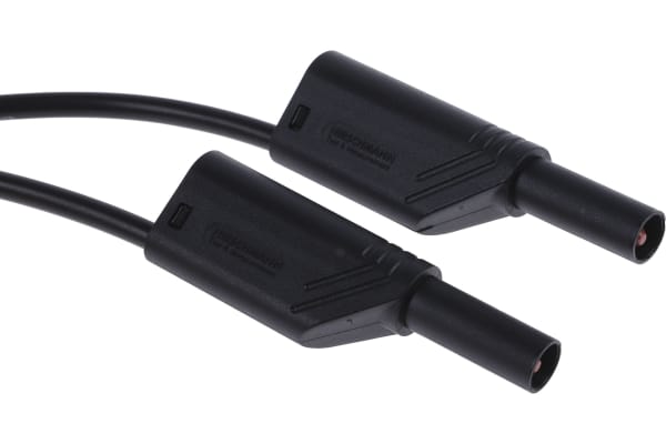 Product image for 2m black shrouded/stackable lead,4mm plg