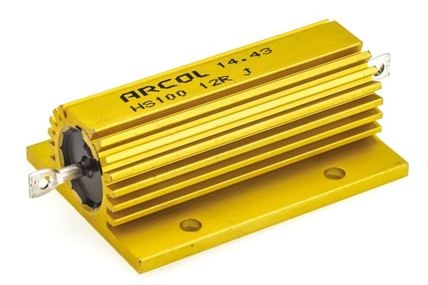 Product image for Arcol HS100 Series Aluminium Housed Axial Wire Wound Panel Mount Resistor, 12Ω ±5% 100W