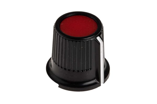 Product image for Red cap knob,16.2mm dia 0.25in shaft