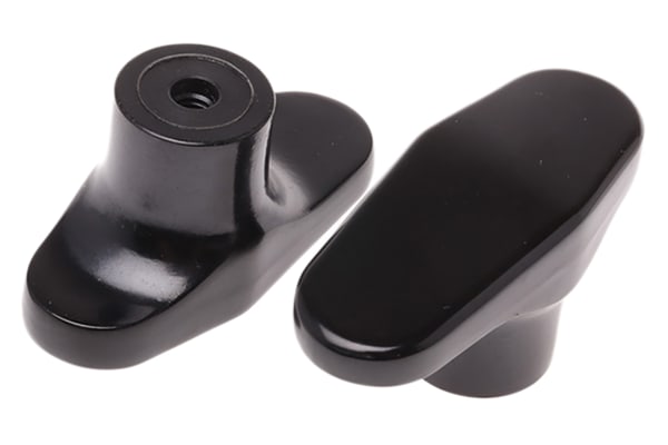 Product image for Black plastic female tee handle grip,M6