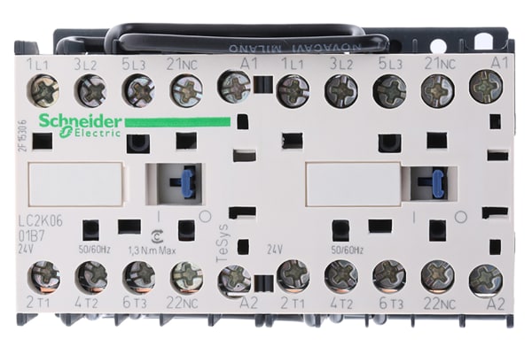 Product image for 3 pole C/O contactor,3kW,6A,24Vac,1NC