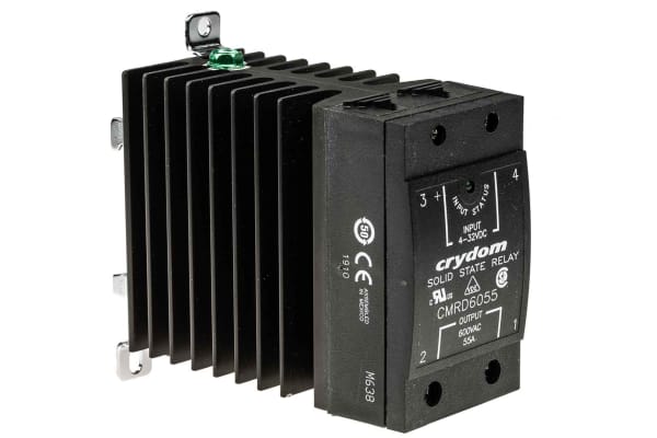 Product image for SSR,48-660VAC/55A RMS,4-32VDC CONTROL