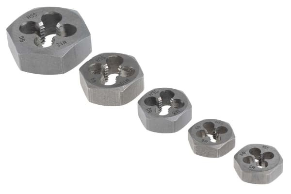 Product image for 5 piece metric die nut set,M5-M12