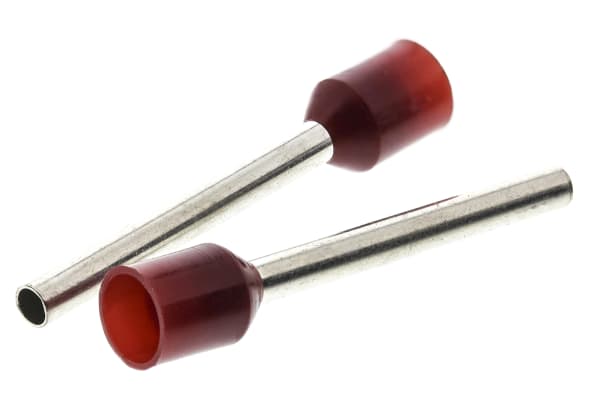 Product image for Red insulated bootlace ferrule,18mm pin