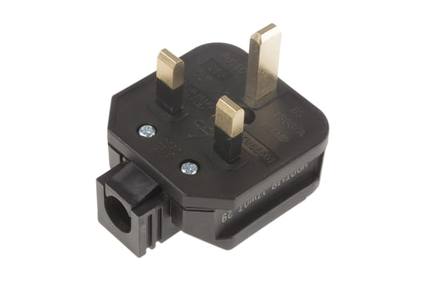 Product image for BLACK THERMOPLASTIC SLEEVED PLUG,13A