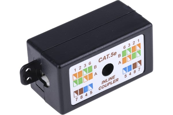 Product image for Black Cat5e in-line wiring UTP box