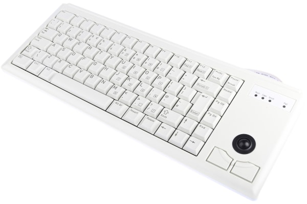 Product image for Cherry Trackball Keyboard Wired PS/2 Compact, QWERTY (UK) Grey