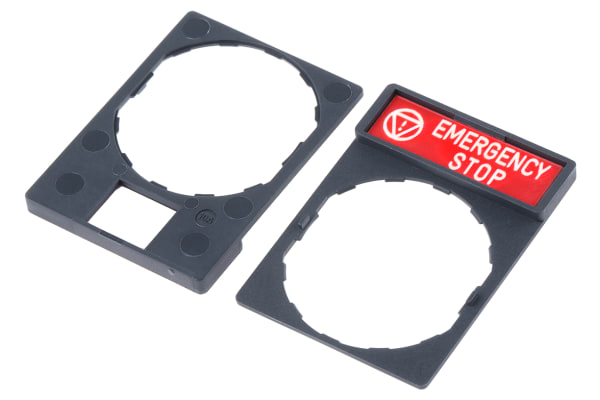 Product image for Legend plate w/holder 'EMERGENCY STOP'
