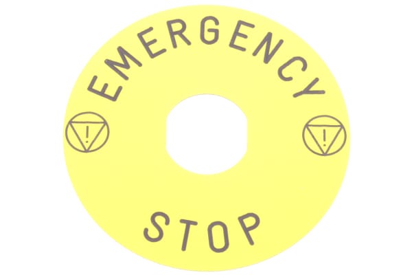 Product image for Legend plate 'EMERGENCY STOP',90mm dia