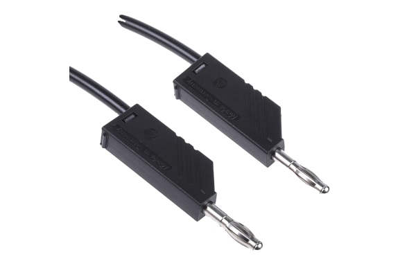 Product image for 1m black moulded test lead,4mm plug