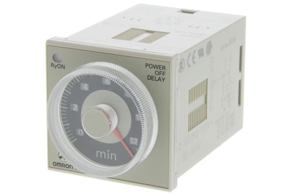 Product image for Omron Timer Relay, OFF Delay, 100 → 120 V ac 0.05 → 12 min, DIN Rail, Flush Mount, Surface Mount Mount