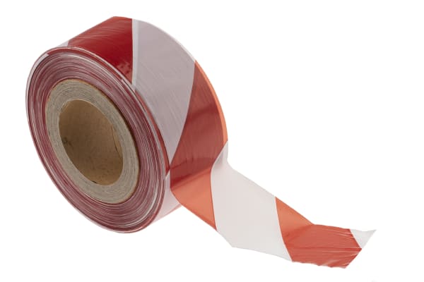 Product image for JSP Red/White PE 500m Non-adhesive Barrier Tape, 70mm x