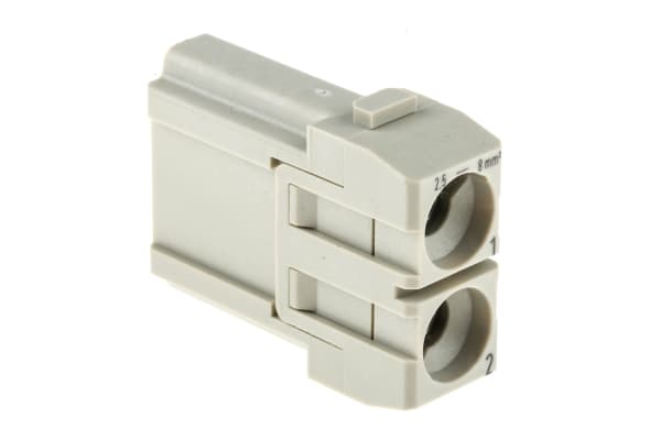 Product image for Harting Han-Modular Heavy Duty Power Connector Module, 2 contacts, 40A, Male