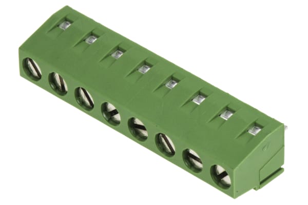 Product image for 8 way PCB screw terminal,5mm pitch