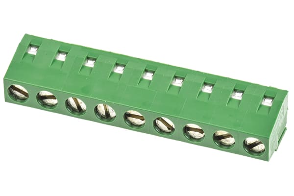 Product image for 9 way PCB screw terminal,5mm pitch