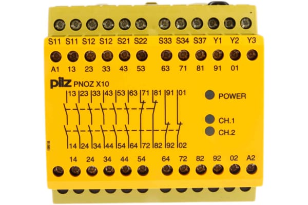 Product image for Pilz 24 V dc Safety Relay - Single or Dual Channel With 6 Safety Contacts PNOZ X Range with 4 Auxiliary Contact,