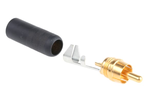 Product image for GOLD PHONO PLUG WITH BLACK HANDLE