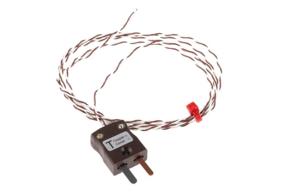 Product image for T PTFE min fitted plug thermocouple,1m