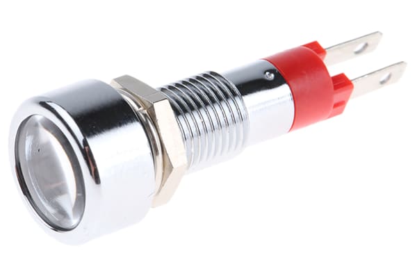 Product image for Signal Construct Red Indicator, Tab Termination, 24 → 28 V, 8mm Mounting Hole Size