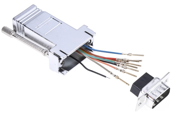 Product image for 9 way modular RJ45 jack adaptor, D plug