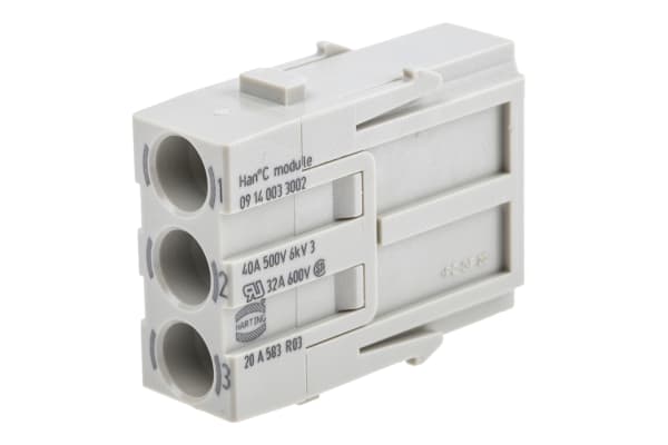 Product image for HanC male contact module,3 pos,7.5mm