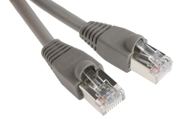 Product image for Grey Cat5e RJ45 STP patch lead,1m 1off