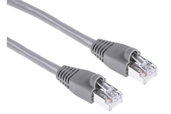 Product image for Grey Cat5e RJ45 STP patch lead,3m 1off