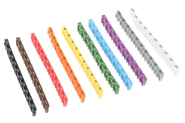 Product image for Coloured clip on cable marker,size 3 0-9