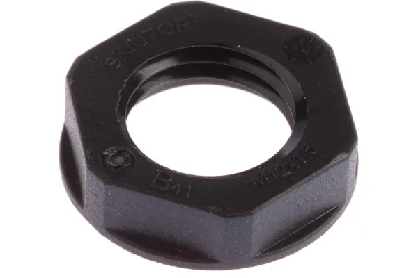 Product image for Locknut, nylon, black, M12, IP68