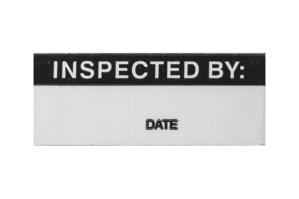 Product image for Black metallised label 'INSPECTED BY'