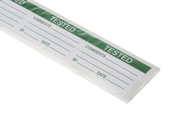 Product image for Grn vinyl large write-on label 'TESTED'