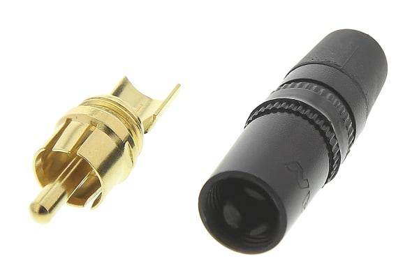 Product image for BLACK RING RCA/PHONO CABLE PLUG,1A 50V