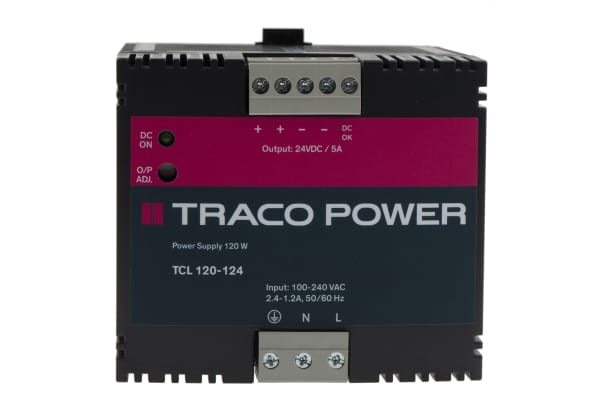 Product image for TCL DIN rail univ i/p SMPSU,24V 120W.