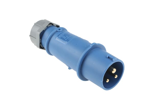 Product image for MENNEKES, AM-TOP IP44 Blue Cable Mount 3P Industrial Power Plug, Rated At 16.0A, 230.0 V