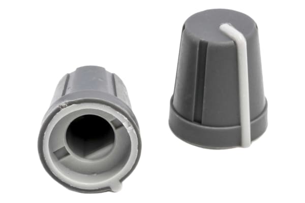 Product image for Knob soft touch 6.35mm D shaft Grey/Grey