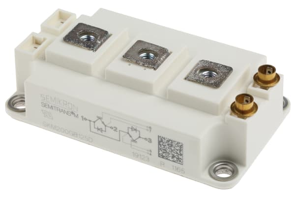 Product image for Semikron SKM200GB125D, SEMITRANS3 , N-Channel Dual Half Bridge IGBT Module, 200 A max, 1200 V, Panel Mount