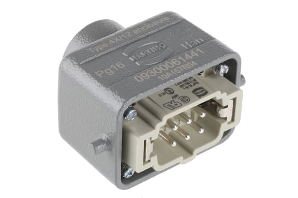 Product image for 6 way top entry hooded plug,16A PG16