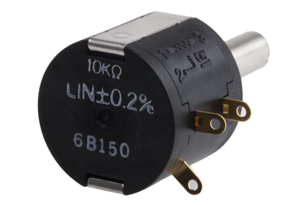 Product image for Copal Electronics 10 Turn Rotary Wirewound Potentiometer with an 6 mm Dia. Shaft - 10kΩ, ±5%, 2W Power Rating, Linear,