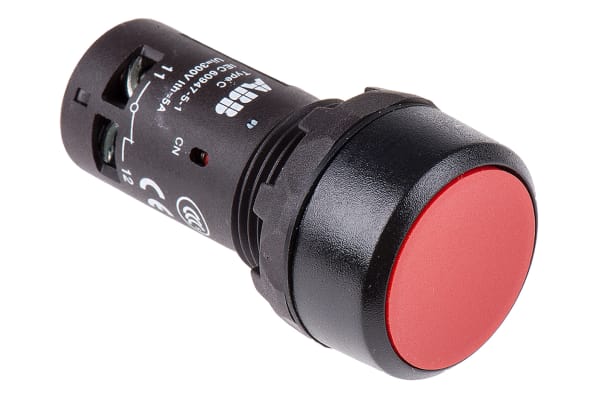 Product image for Red flush mount momentary pushbutton,1NC