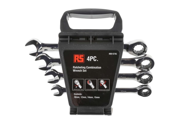 Product image for 4 piece ratcheting gear spanner set