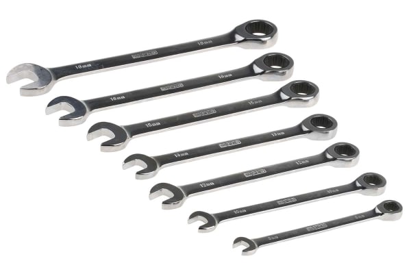 Product image for 7 piece ratcheting gear spanner set