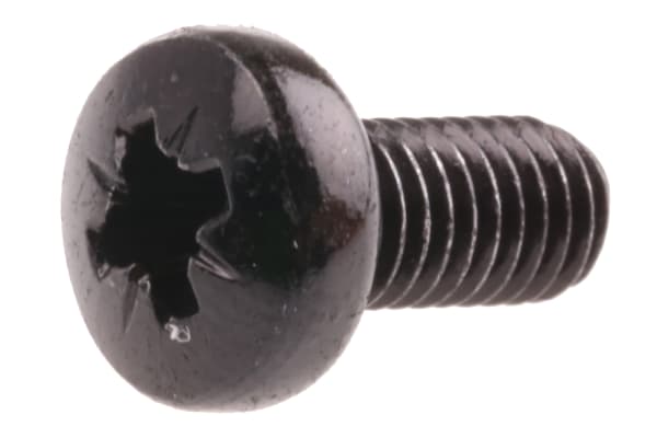 Product image for Black steel cross pan head screw,M5x10mm