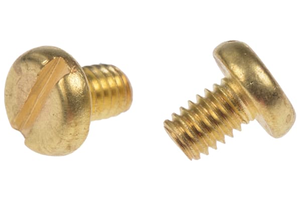 Product image for M4 x 6, slotted pan head screw,brass