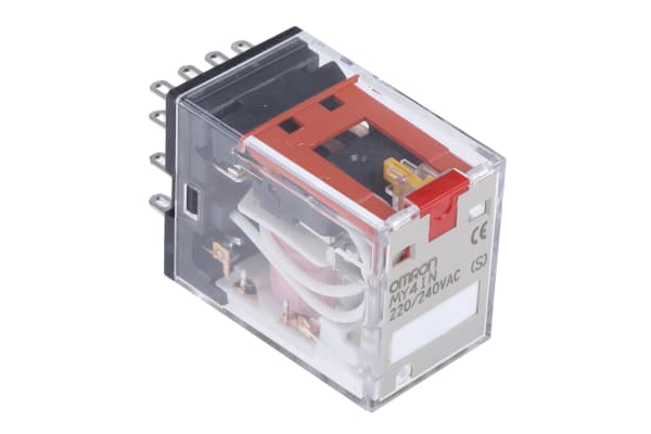 Product image for 4PDT std relay w/LED & button,220/240Vac