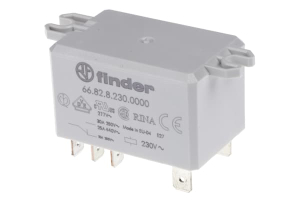 Product image for DPDT flange relay,30A NO/10A NC 230Vac