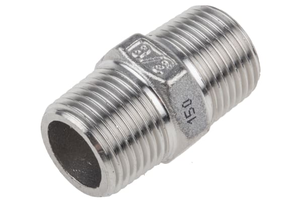 Product image for S/steel hexagon nipple,3/8in BSPT M-M