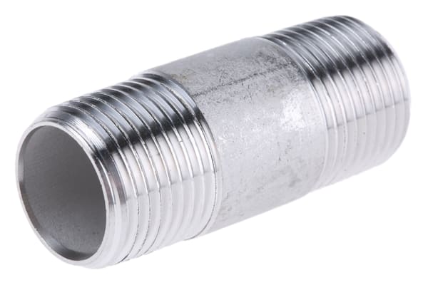 Product image for S/steel barrel nipple,3/8in BSPT M-M