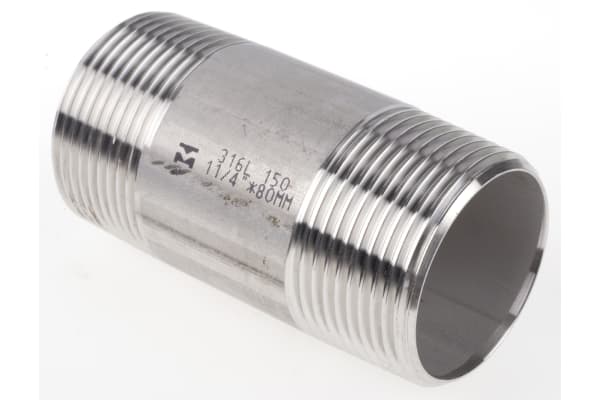 Product image for S/steel barrel nipple,1 1/4in BSPT M-M