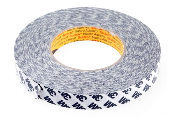 RS PRO White Double Sided Paper Tape, Non-Woven Backing, 12mm x 50m